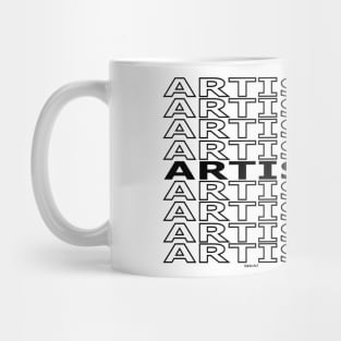 Artist Repeating Text (Black Version) Mug